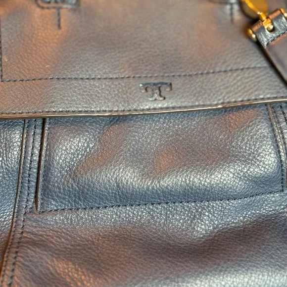 Tory Burch Navy Half Moon Satchel - Picture 2 of 15